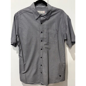 Men's Depart West Shirt, L, Gray white diamond print short sleeve GUC